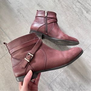 8M Alex & Marie Cognac Brown Leather Strappy Zip Ankle Boots